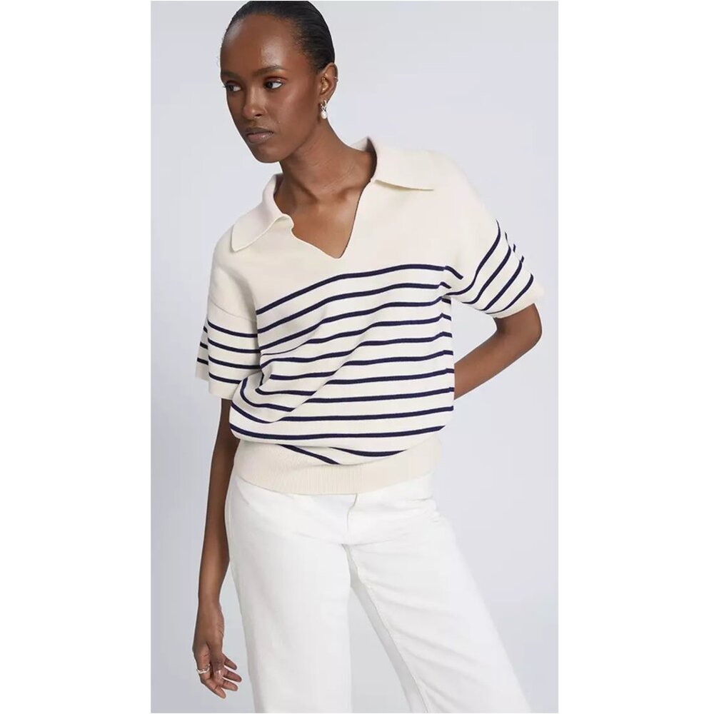 & Other Stories Open-Collar Short Sleeve Sweater S